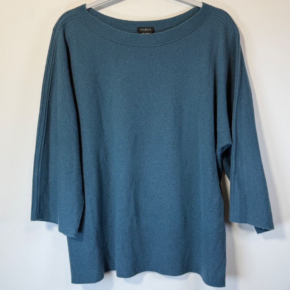 Talbots‎ Women's Size XL Pure Cashmere Crewneck Sweater Dark Teal Pullover Soft